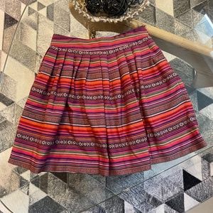 Mexican Multi-Color Pleat A-Line Mini Skirt M